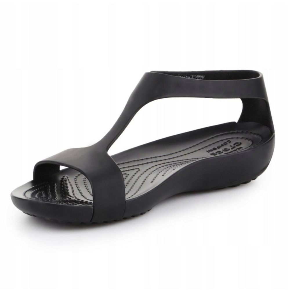 CROCS Women's Black Open-Toe T-Strap Sandals